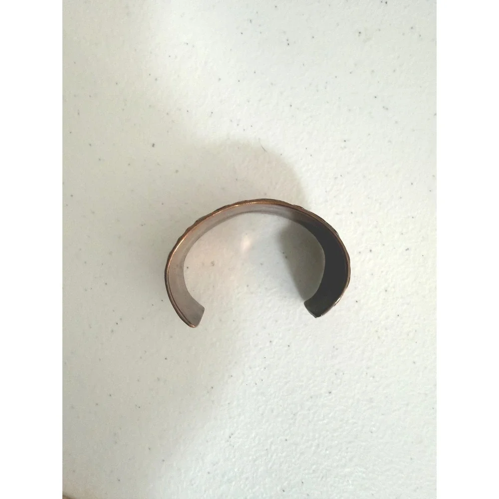 Anna Schramke Art Lowensten Handcrafted Solid Copper Red Enamel Cuff Bracelet